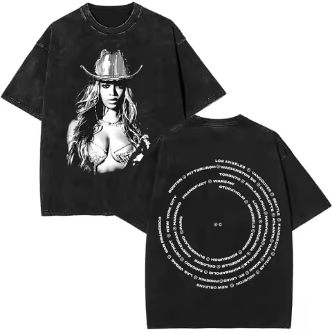 Retro Washed Beyonce Renaissance World Tour T-shirt 2025 Album Concert Music T-shirts Men Women Casu