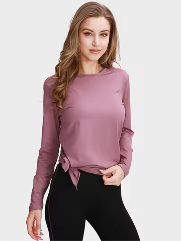 Slit Long Sleeve Yoga Shirt Sports Fitness Yoga Top Shirt Ladies Quick Dry Sweatshirt Running Breath