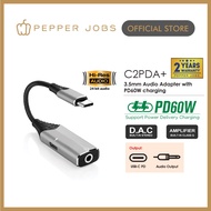 PEPPER JOBS C2PDA+ USB-C Audio Hub Adapter with Digital 3.5mm Aux & PD 60W Charging (Anodized Alumin