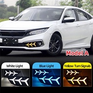 Honda Civic FC Facelift 2020-2021 front bumper led drl daylight signal running foglamp cover  3 IN 1 FUNCTION(FISH BONE)