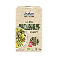Explore Cuisine Organic Fettuccine from Edamame (Green Soybeans) and Mung Beans - Gluten-Free Pasta, Vegetable Protein Pasta without Additives, Low Carbohydrates, Vegan, 200 g