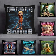 Italian  Brainrot Creative animal Pillow Case Square Double-Sided Printing Short Plush Sofa Cushion 