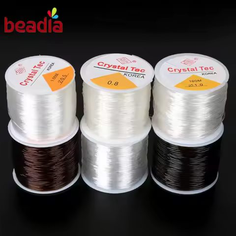 100/80/50/45M A Roll 0.5/0.6/0.8/1mm Crystal Elastic Beading Wire Cords Transparent White Brown Stri