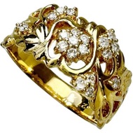 二手 16 號花卉鑽石戒指，0.27 克拉 18K 金，6.5 克。