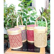 Woven cookie jar hamper container, Diameter 17cm, height 22cm