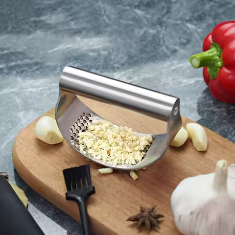 WORTHBUY Manual Stainless Steel Garlic Press, Garlic Chopped Ginger Crusher For Fruit Vegetable Tool