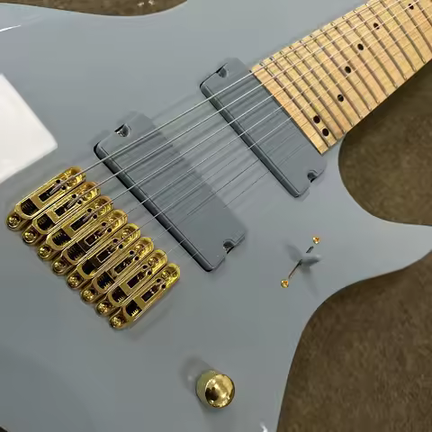 US Warehouse Baby Blue 8 String Extended Range Metal Electric Guitar Gold Hardware Maple Neck In Sto