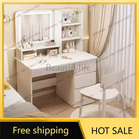 zj.Girl Cheap Vanity Table Makeup Chair Storage Drawers Cosmetics Accessories Dressing Tablenail Sma