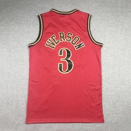 Iverson Embroidered Basketball Uniform Competition Uniform 76 People 3 Regular Retro Red Iverson Jer