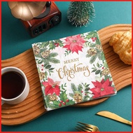 Decorative Paper Napkins Christmas Printed Flower Guest Tissue Paper 33x33cm/12.99x12.99 Inches Dinn