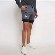 { COD AVAILABLE } MEN'S SPORT SHORTS 2IN1 GYM FITNESS