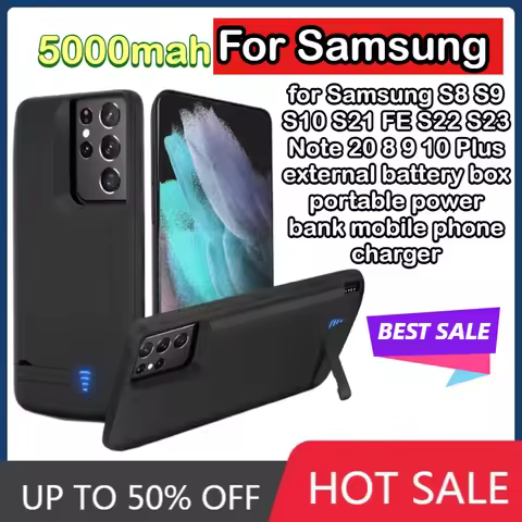 5000mAh for Samsung S8 S9 S10 S21 FE S22 S23 Note 20 8 9 10 Plus external battery box portable power