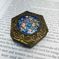 法國 19世紀琺瑯手繪古董粉盒盒