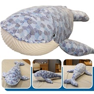 [EPAY] Soft Whale Plush Hugging Pillow Blue Whale Stuffed Animals Toy Plushie Animal Doll Kids Gifts