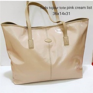 TODS TOJOUR TOTE PINK CREAM LIST TAS TODS ASLI ORIGINAL BAG TODS