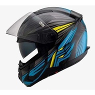 TWIINS BLUETOOTH HEADSET & Gracshaw G9200 Grandio Speedbeast Green/Black Fullface Helmet (Double Vis