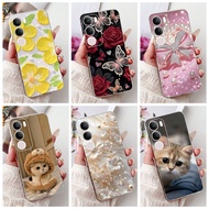 For Vivo Y200 (5G) / Y200 4G Elegant Floral Cat Phone Casing VivoY200 Y 200 4G 5G Soft Silicone TPU 