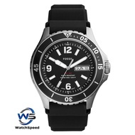 Fossil FS5689 Quartz FB-02 Three-Hand Date Analog Silver Stainless Steel Case Black Silicone Men's Watch
