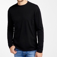 T-Shirt Kosong Hitam Dewasa Lengan Panjang / Plain Black Long Sleeve T-shirt for adult