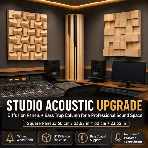 Sound Diffuser Board Natural Solid Pine Wood Acoustic Panels for Room Musical Live Enhancement