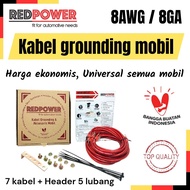 MERAH Redpower 8 awg Red Black 7 points Ground Wire Kit Grounding Cable 8awg universal for all cars