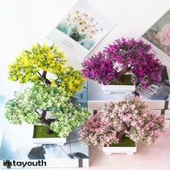 Artificial Tree Bonsai Mini Fake Welcoming Pine Flowers Potted Ornaments For Home Room Office Table 