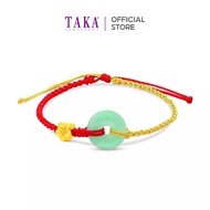 FC1 TAKA Jewellery 999 Pure Gold Flower Pendant with Jade Nylon Bracelet
