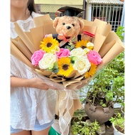 GRADUATION BEAR bouquet, congratulations on graduation, wax flowers, Hanoi 1-3 o'clock|Abee gift