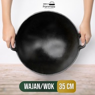 PANMAA Cast Iron Wok/Wok / Steel Frying Pan / Non-Stick Cast Iron Frying Pan Size (35cm)
