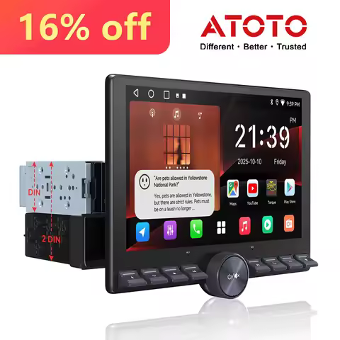 ATOTO A5LG110PT Single/Double Din Car Stereo 10.1 inch QLED Floating Touchscreen with Button Wireles