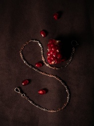 1890s 德國 新藝術時期 立體編織金銀雙色烏銀懷錶鍊