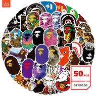 Bape Stickers Set Street Fashion Graffiti Sticker Waterproof Decals for Kids, 50pcs