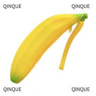 QINJUE Silicone Pen Bag, 2.36*7.87 Inch Banana Shape Banana Zero Wallet, Creative Yellow Silicone Co
