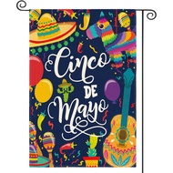 AVOIN Cinco De Mayo Sombrero Bendera Taman Belon Gitar Vertikal Dua Sisi, Maracas Pepper Hiasan Luar
