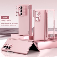 Samsung Galaxy Z Fold 6 CaseElectroplated Metal Stand Case with Tempered FilmCapacitive Pen and S Pe