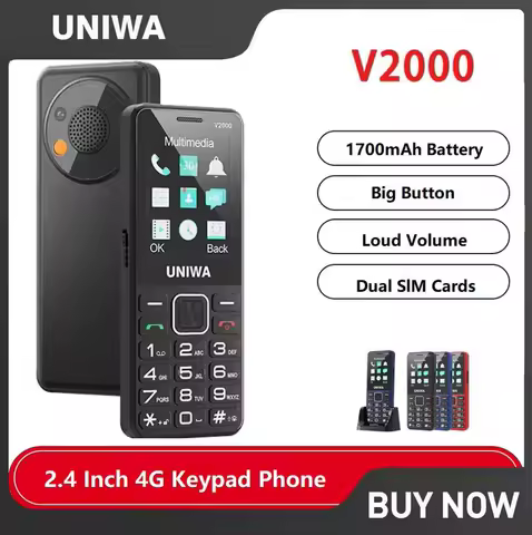 UNIWA V2000 4G Keypad Phone 2.4 Inch 0.3MP Camera Big Button 1700mAh Feature Phone cellphone For Eld