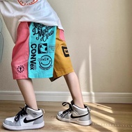 Boys' Shorts Thin Color-Block Graffiti Print Cartoon Shorts