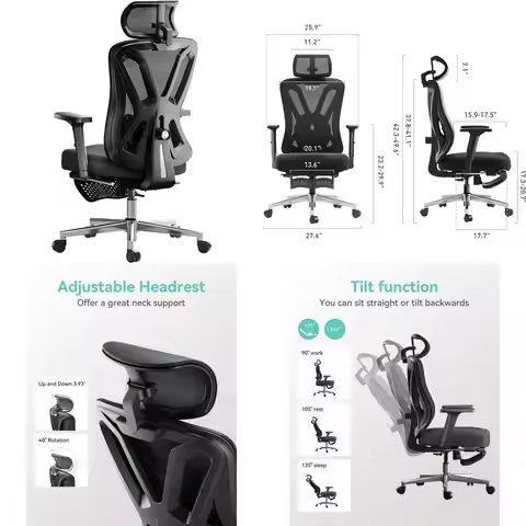 Hbada P5 Ergonomic Office Chair, Desk Chair with Adjustable Lumbar Support and Height, Comfortable M