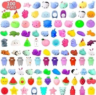 Mochi Squishy Toy 100 Pack, Mini Fidget Party Favors for Kids, Stress Relieve Bulk Sensory Toys, Treasure Box Toys for Classroom Prizes, Pinata Filler, Birthday,Goodie Bag Stuffers