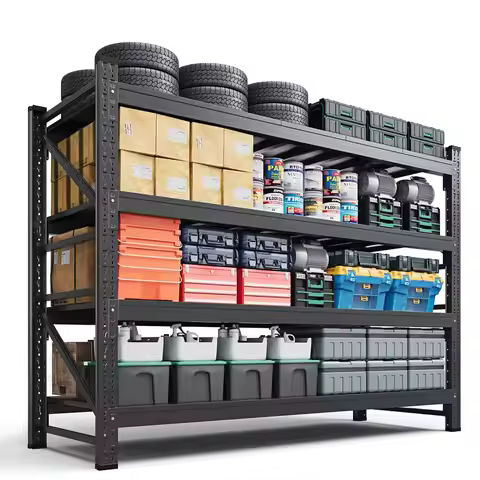 6000LBS Storage Shelves Heavy Duty,79 W Garage Shelving Units, 4 Tier Adjustable Utility Rack Shelf,