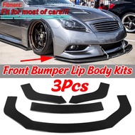 3Pcs Car Universal Front Lip Bumper Splitter Diffuser For Infiniti Q50 Q60 Q70 G25 G37 For AUDI A3 A