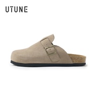 UTUNE Retro Lazy Suede Half Slippers Women's New Thick Bottom Belt Buckle Adjustable Shoes