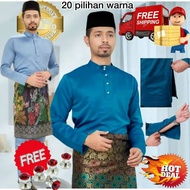 SEDONDON Baju Melayu Ayah & Anak Paloma Parel Skin Soft Slim Fit 2Y-XXL-Sleeve Koko &Tops Sage Green