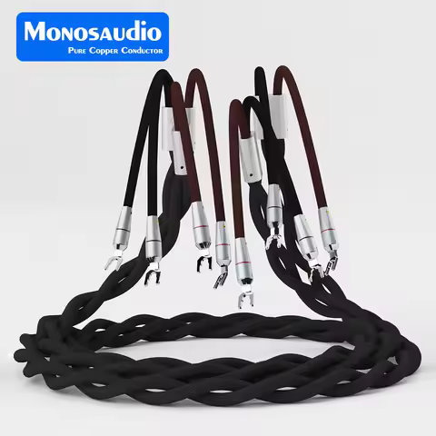 Monosaudio S803S2R OCC Multi-Core Copper Silver Plated HiFi Audio Speaker Cables 11AWG High-End Perf