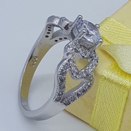 Ready stock*Original 925silver with white gold plated stone ladies ring ,cincin perak 925 untuk perempuan