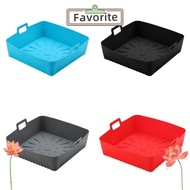 FAVORITEGOODS Air Fryer Liners, with Handle Silicone Baking Tray,  9" Large Size Heat-Resistant Reus