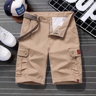 Men's 6 Pocket Cargo Shorts Plain Shorts with Belt
