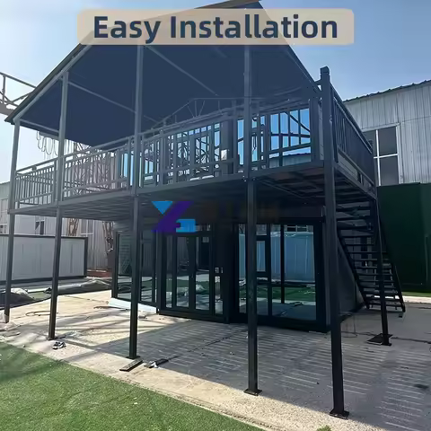 Simple Installation of 2 Layers of Folding Room Expandable Container House Prefab Tiny Homes