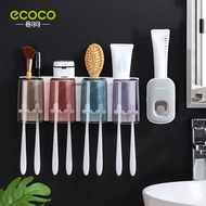 Giá Để Bàn Chải Đánh Răng ECOCO Kèm Cốc Sắc Màu Kệ Để Đồ Nhà Tắm Thông Minh Bộ Nhả Kem Đánh Răng Tự