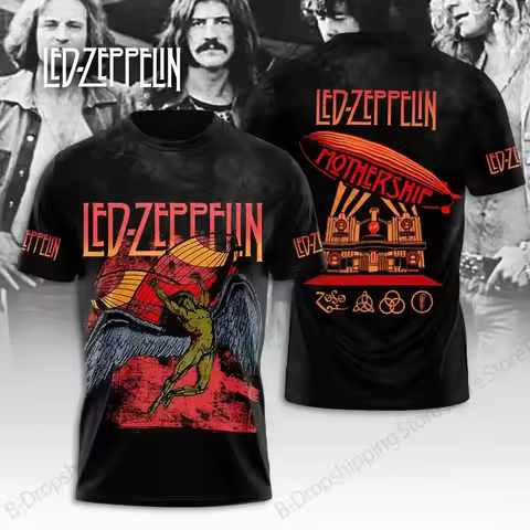 Led Zeppelin Band T-shirt New Hot Vintage Led Zeppelin Band 3D Printed T-shirt Men Women Fashion Hip